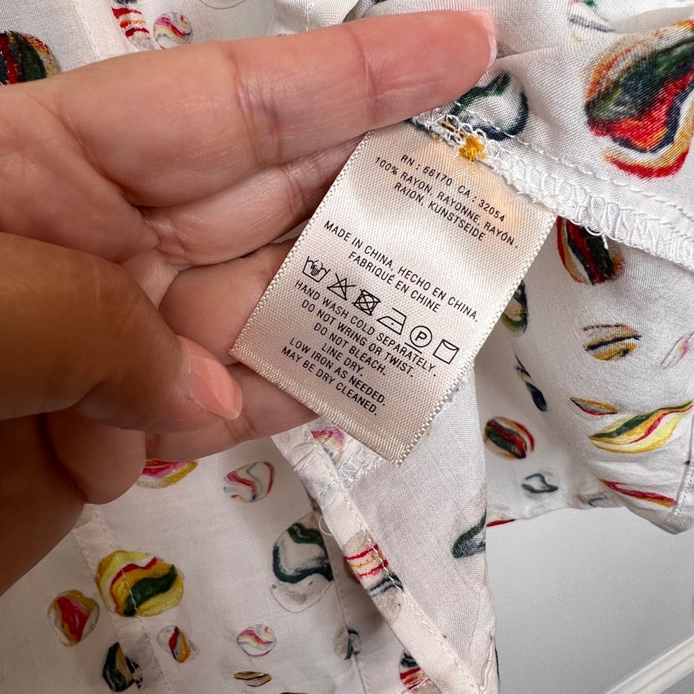 * Rare Anthropologie Losing my Marbles White Multicolor Button Down Shirt - Picture 6 of 8